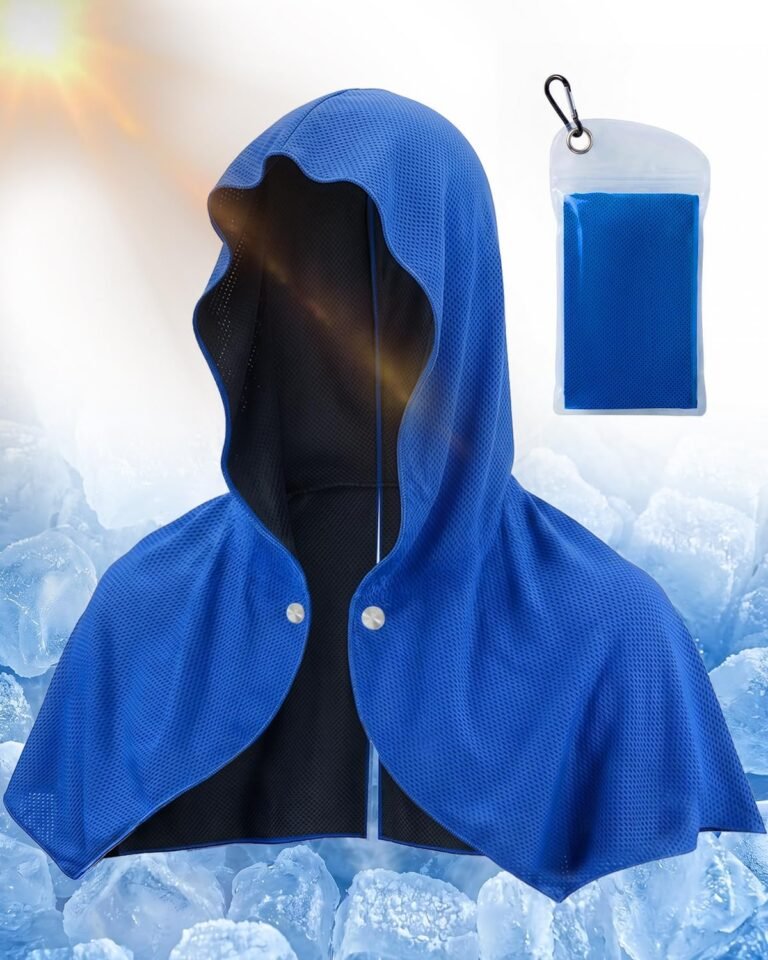 Cooling Hoodie Towel for Neck and Face，Sun Protection & Instant Cooling，Cool Towels for Hot Weather，Soft Breathable Towel for Sports, Gym, Workout, Camping & Cycling, Blue, 1 Pack