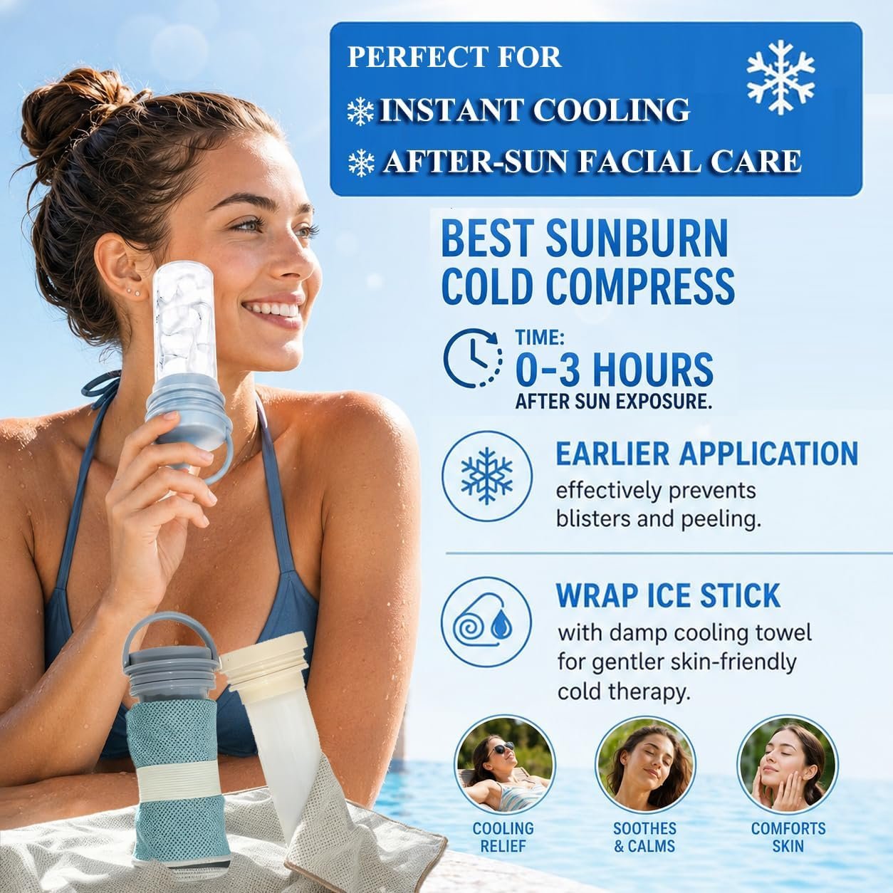 Ice Cooling Towel & Insulated Refillable Cold Compress Ice Bag Set(Green) - Image 2