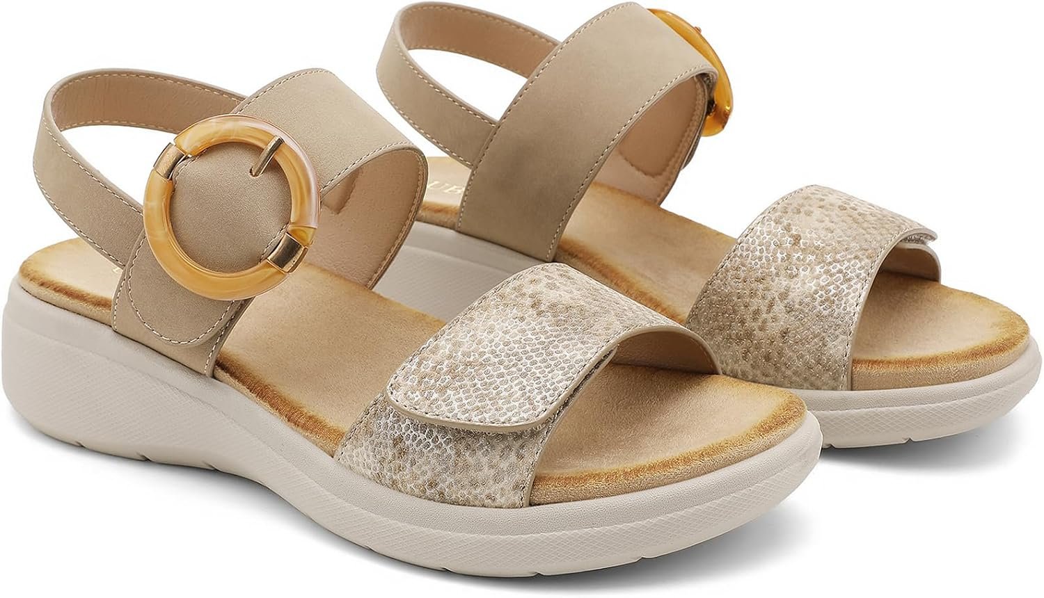 UBFEN Womens Outdoor Walking Sandals Comfort Stable Low Wedge Platform - Image 6