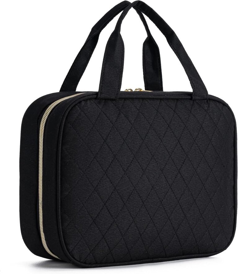 Travel Toiletry Bag for Women, Large Hanging Makeup Cosmetic Bag, Black