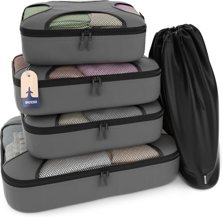 Shacke 5 Set Packing Cubes for Travel with Laundry Bag (Dark Grey)