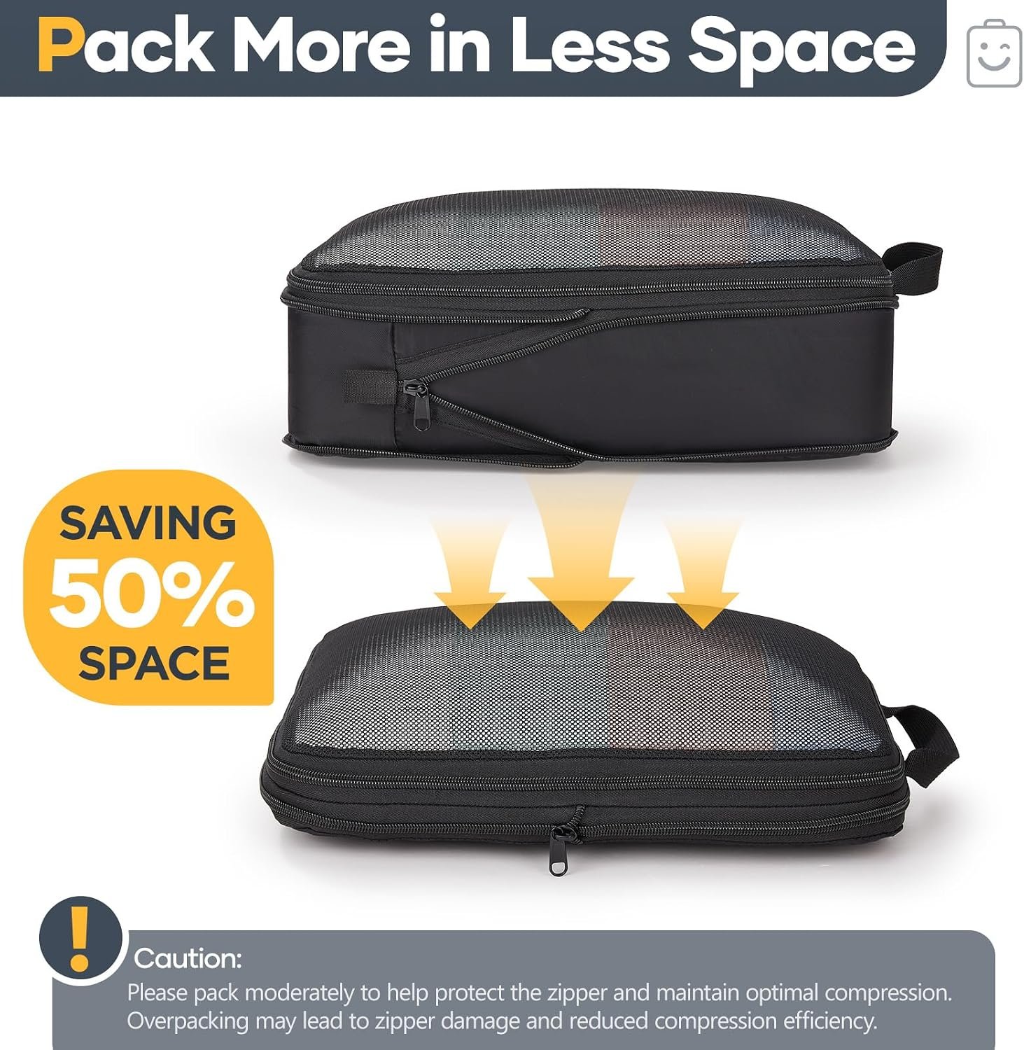 Veken 6/9/11 Set Compression Packing Cubes for Travel Essentials,Compressible Expandable Large Luggage Suitcase Organizer Bags for Clothing,Space Saver Bags with Over 1000 pcs of Mesh Holes(Black) - Image 4