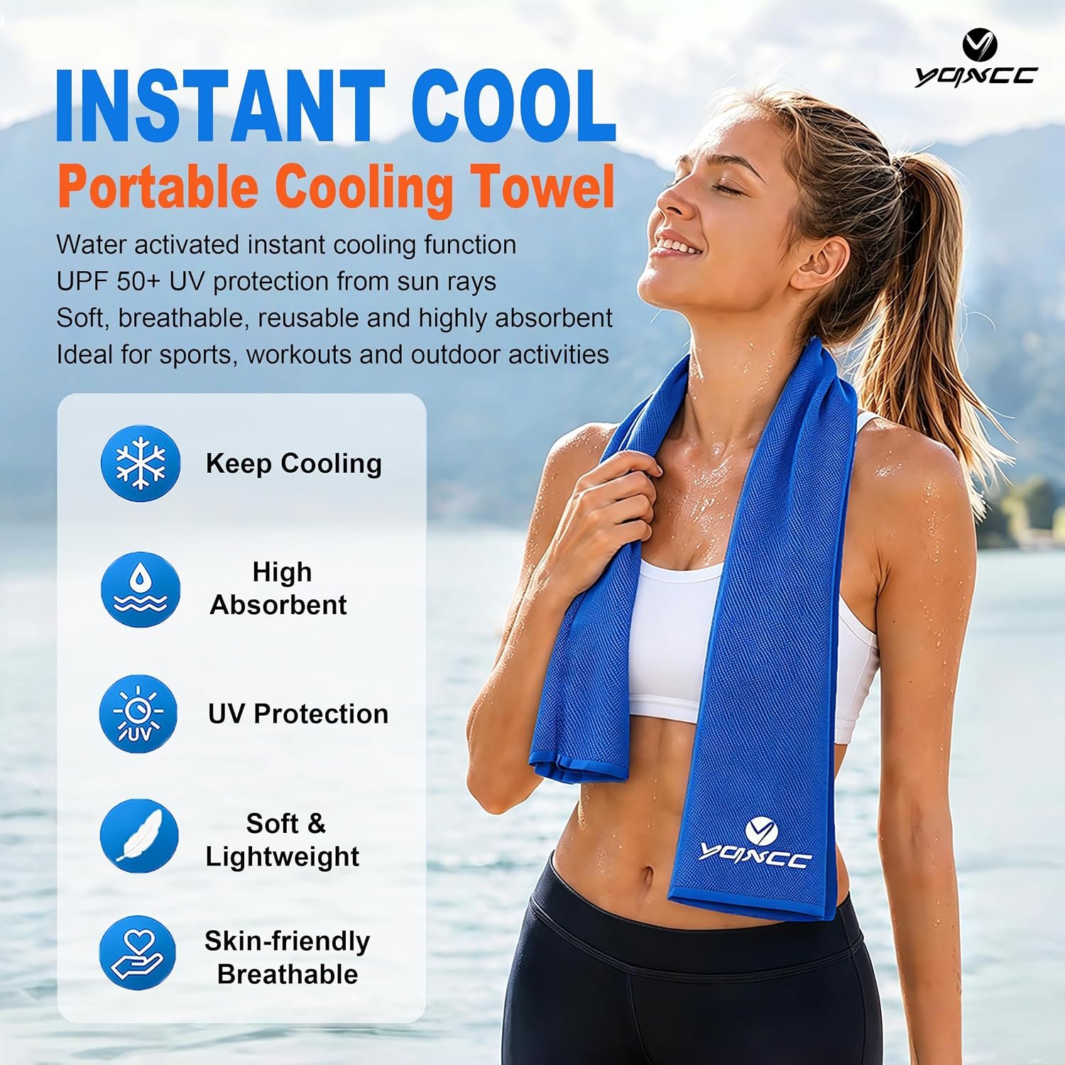 YQXCC 4 Pack Cooling Towels (47"x12"), Ice Cool Towels for Neck & Face - Image 2