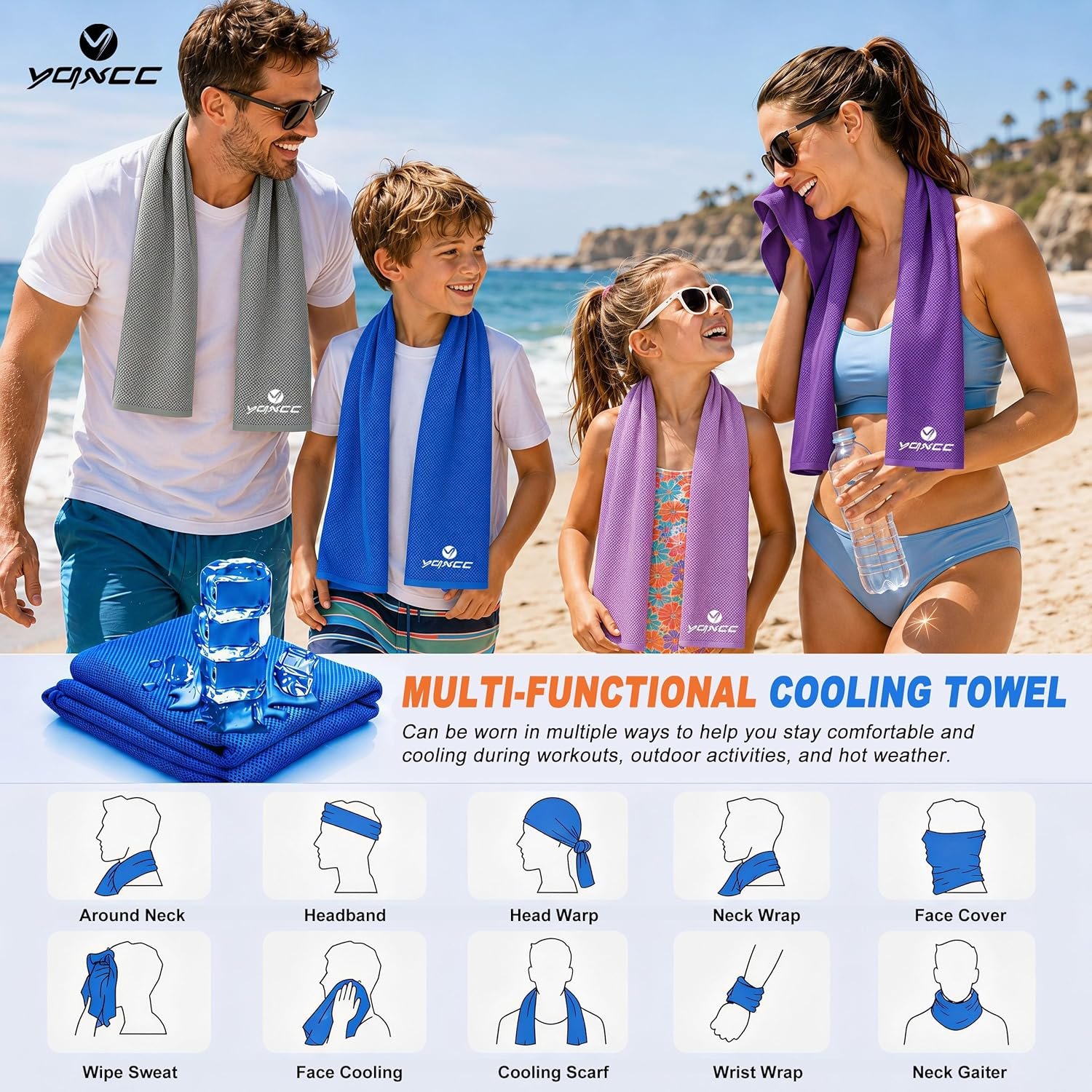 YQXCC 4 Pack Cooling Towels (47"x12"), Ice Cool Towels for Neck & Face - Image 4