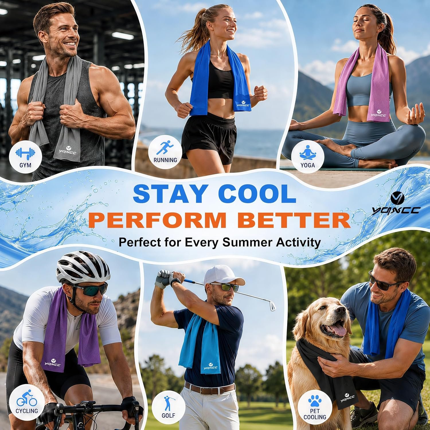 YQXCC 4 Pack Cooling Towels (47"x12"), Ice Cool Towels for Neck & Face - Image 5